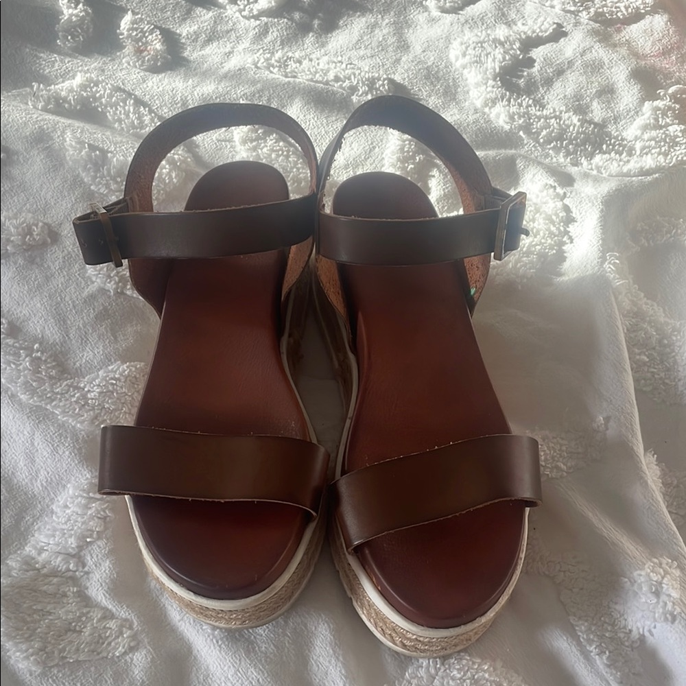 MIA Brown Sandals with Cushioned Footbed and Adjustable Ankle Strap
